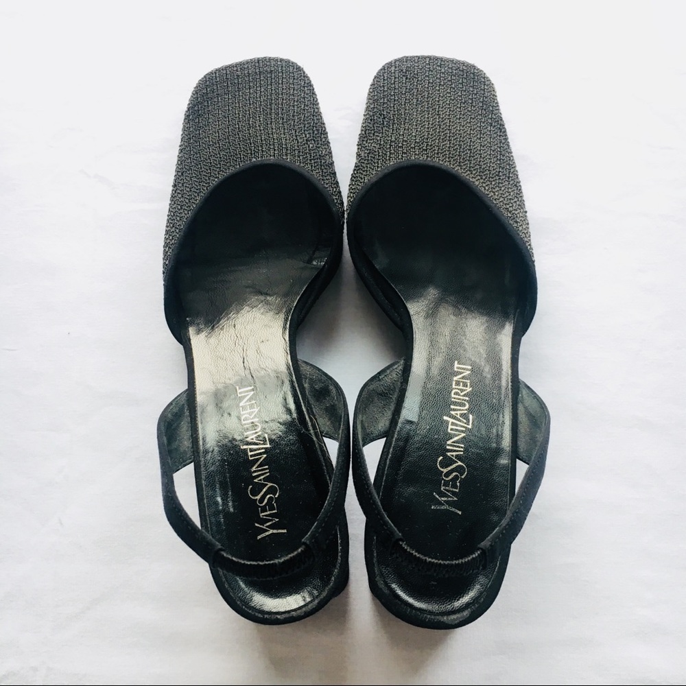 YSL Vintage square toed block heel.